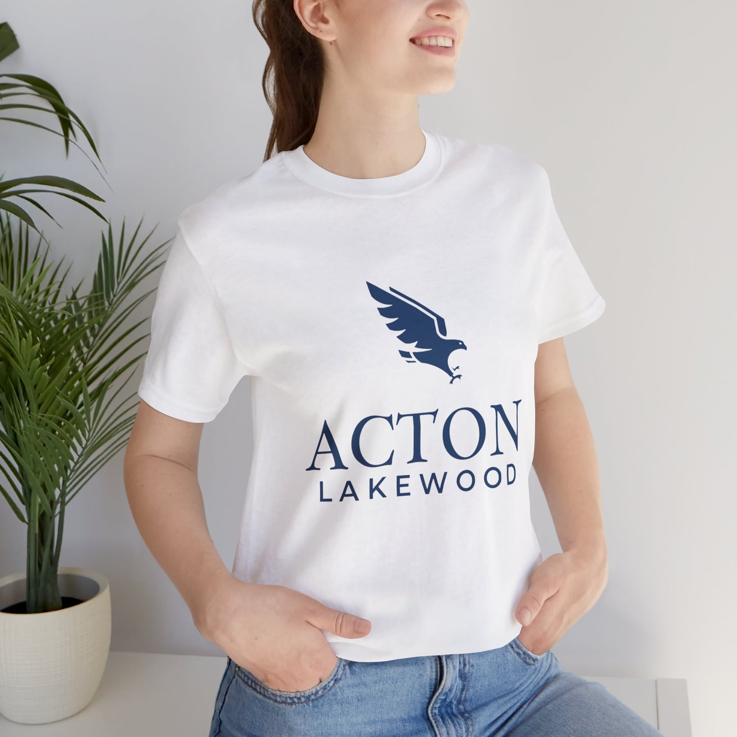 Acton Lakewood with blue logo Unisex Jersey Short Sleeve Tee