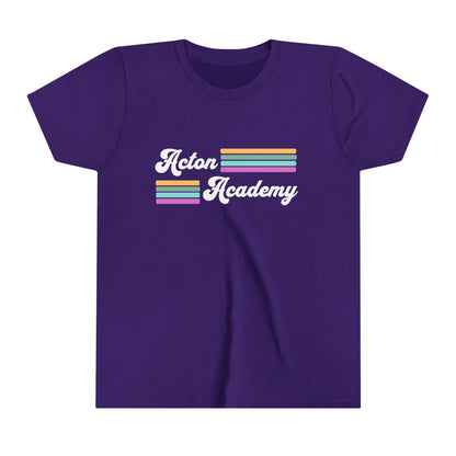 Acton Academy Purple Striped Youth Short Sleeve Tee