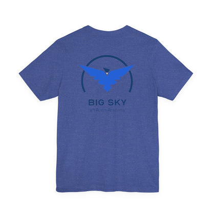 Hero's Journey Line Drawing with Big Sky on back Unisex Jersey Short Sleeve Tee