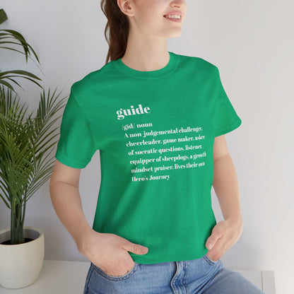 Guide Definition with Falls Church on back White Letters Unisex Jersey Short Sleeve Tee