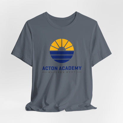 Acton Academy Madison West  blue/yellow Unisex Jersey Short Sleeve Tee