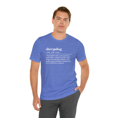 Sheepdog Definition in white with Blairsville logo on back Unisex Jersey Short Sleeve Tee