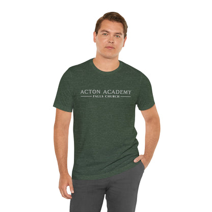 Acton Academy Falls Church White Logo Unisex Short Sleeve Tee