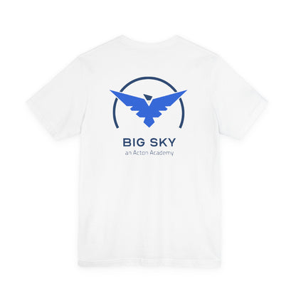 Hero's Journey Line Drawing with Big Sky on back Unisex Jersey Short Sleeve Tee