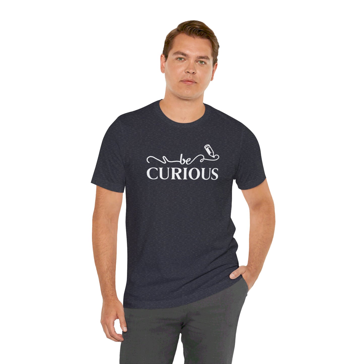 Be Curious with Madison West on back Unisex Jersey Short Sleeve Tee