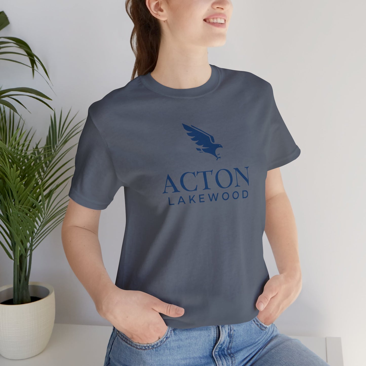 Acton Lakewood with blue logo Unisex Jersey Short Sleeve Tee