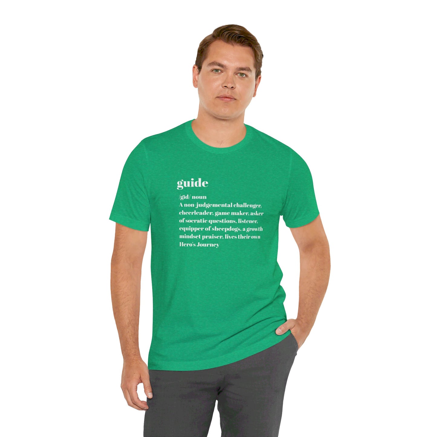 Guide Definition White with Acton Madison West on back Letters Unisex Jersey Short Sleeve Tee