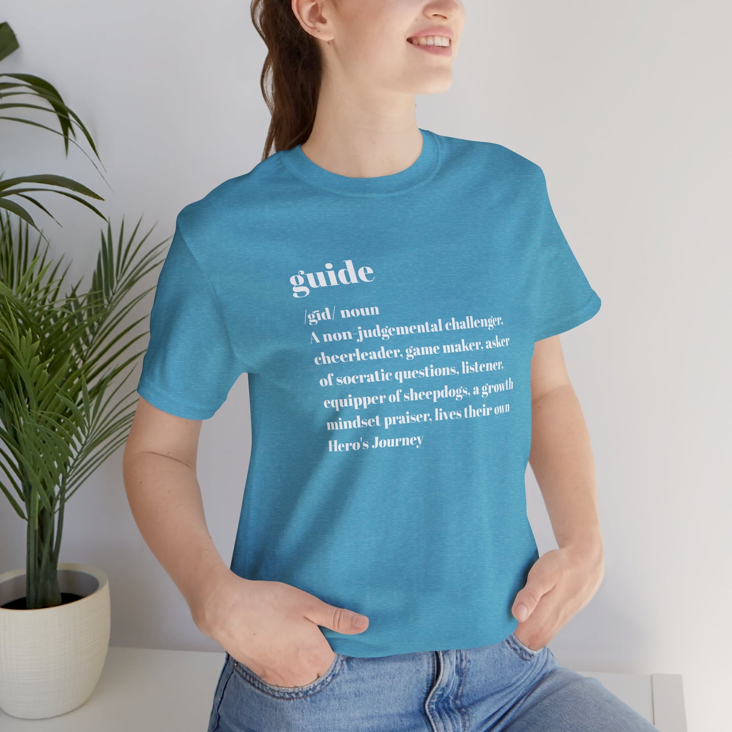 Guide Definition with Falls Church on back White Letters Unisex Jersey Short Sleeve Tee