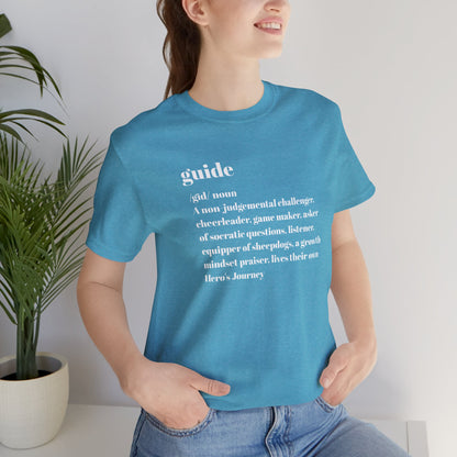 Guide Definition with Falls Church on back White Letters Unisex Jersey Short Sleeve Tee