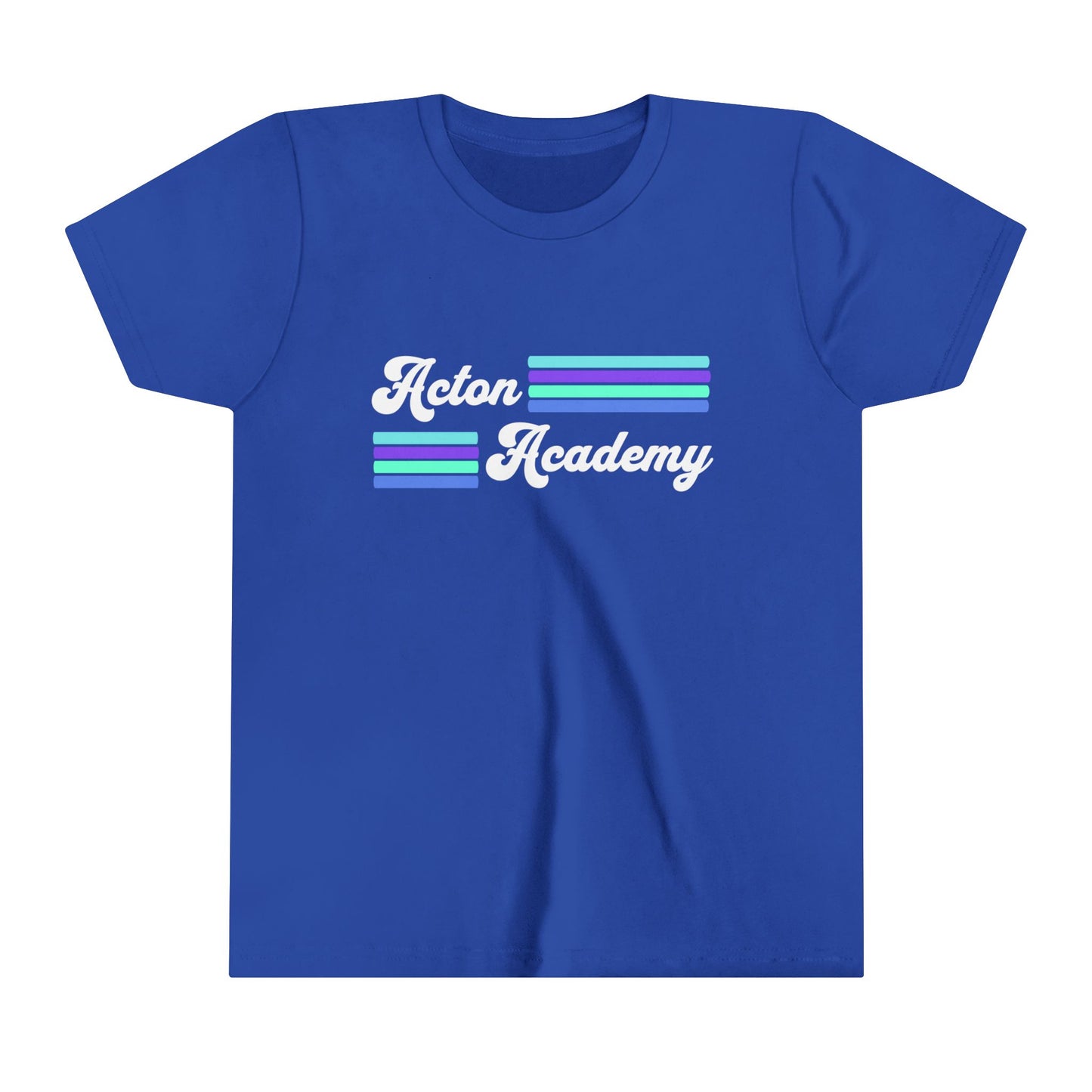 Acton Academy Aqua Striped Youth Short Sleeve Tee