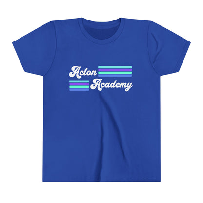 Acton Academy Aqua Striped Youth Short Sleeve Tee