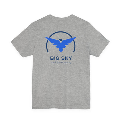 Hero's Journey Line Drawing with Big Sky on back Unisex Jersey Short Sleeve Tee