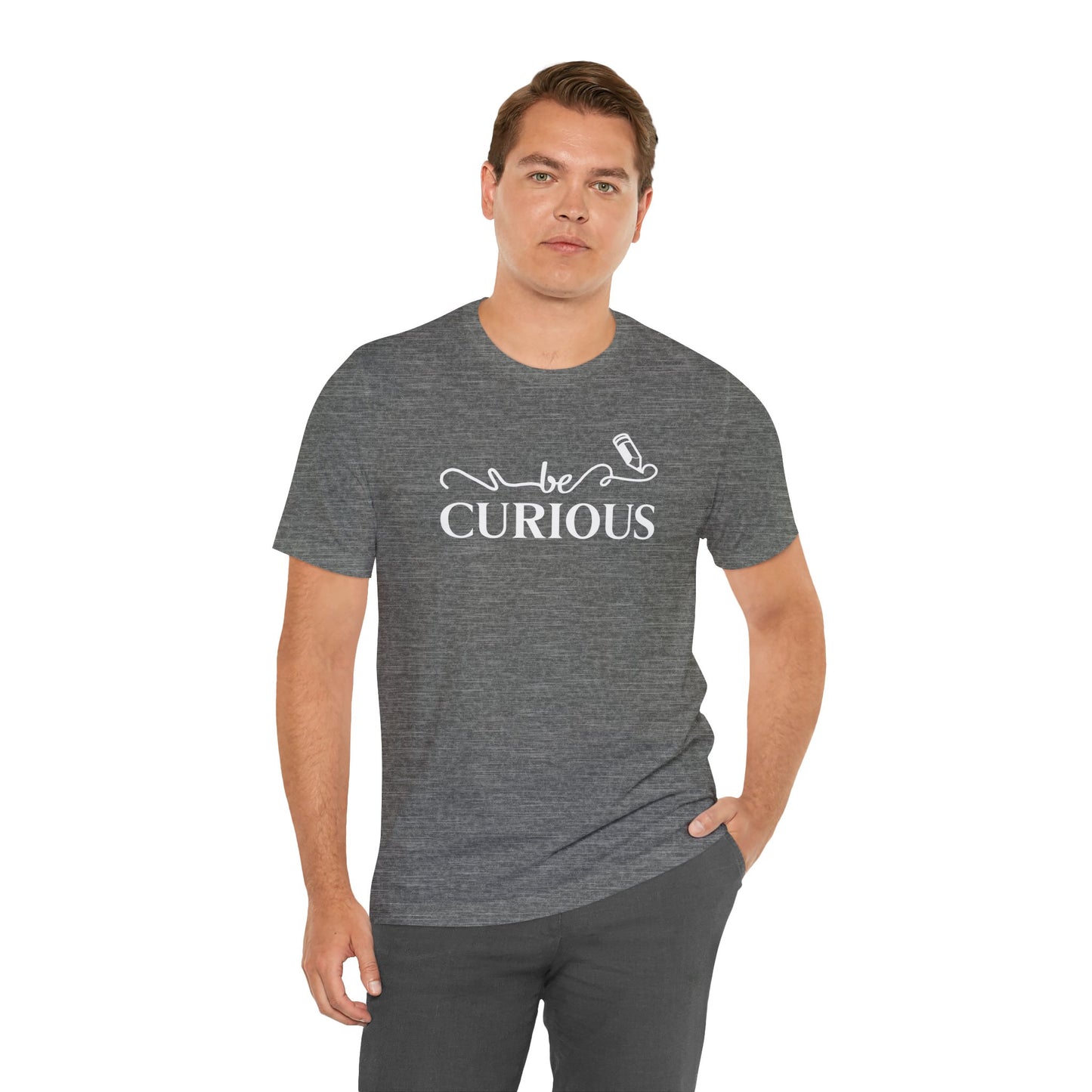 Be Curious with Acton Lakewood on back Unisex Jersey Short Sleeve Tee