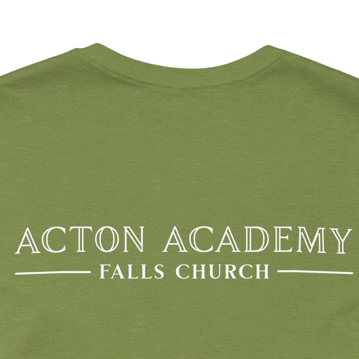 Be Curious with Falls Church on back Plain Unisex Jersey Short Sleeve Tee