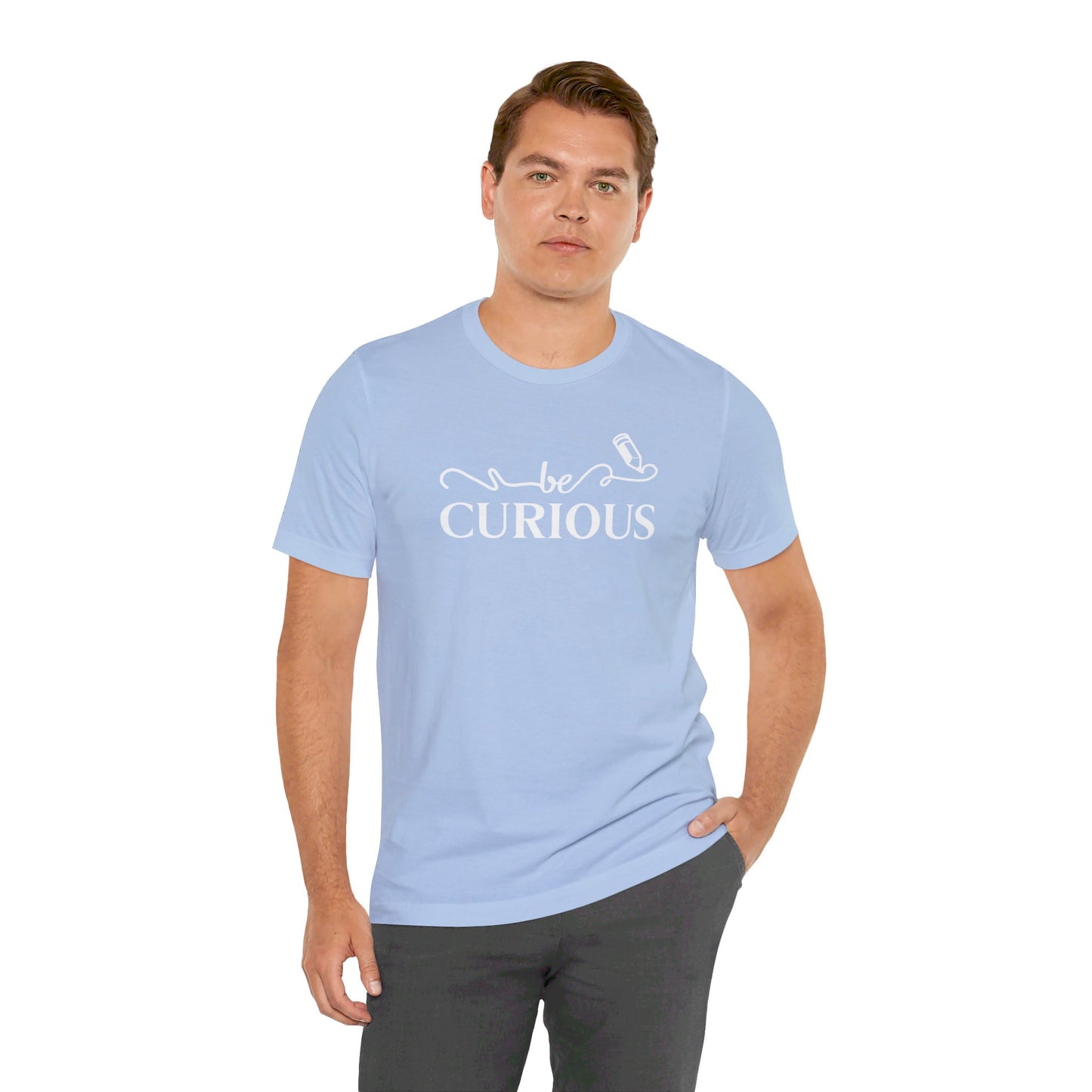 Be Curious with Madison West on back Unisex Jersey Short Sleeve Tee