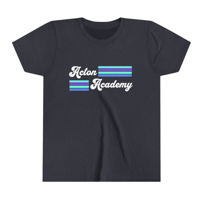 Acton Academy Aqua Striped Youth Short Sleeve Tee