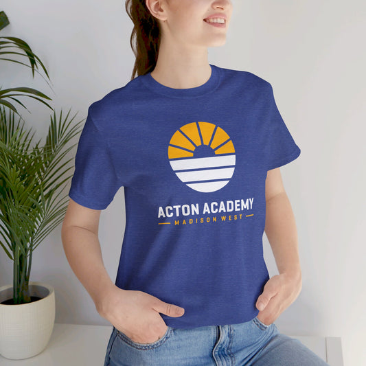 Acton Academy Madison West white/yellow logo Unisex Jersey Short Sleeve Tee