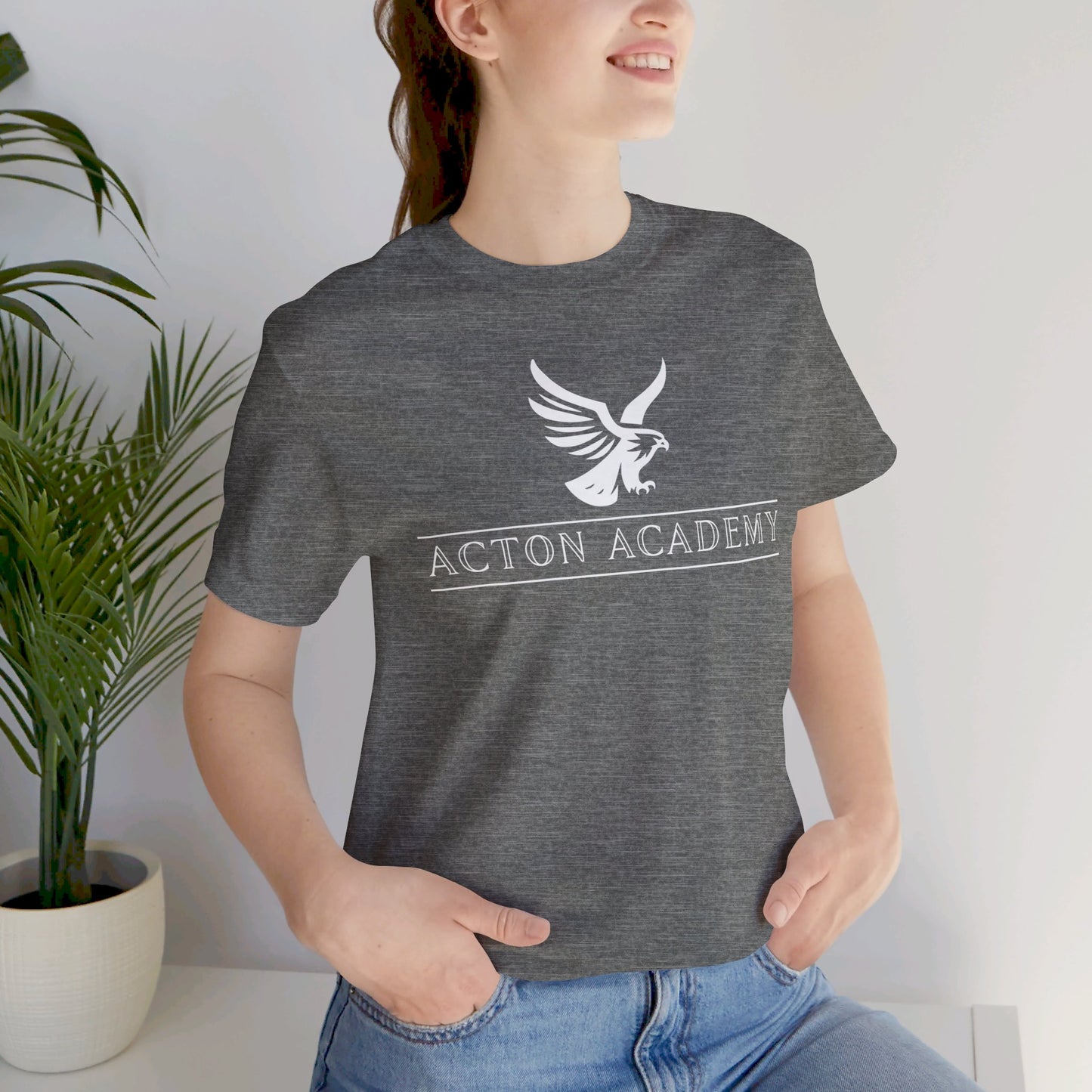 Acton White Logo Unisex Jersey Short Sleeve Tee