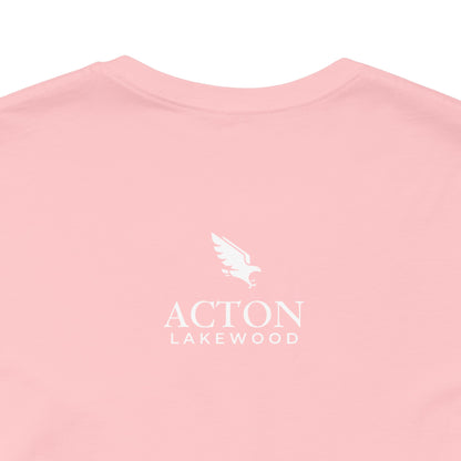 Be Curious with Acton Lakewood on back Unisex Jersey Short Sleeve Tee