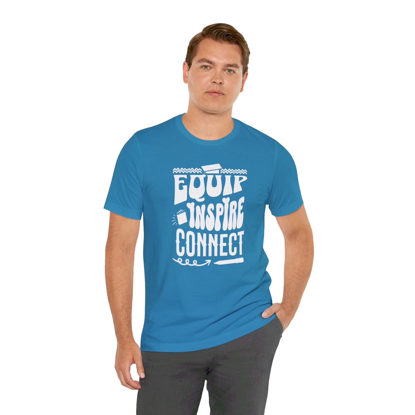 Equip, Inspire, Connect, Unisex Jersey Short Sleeve Tee