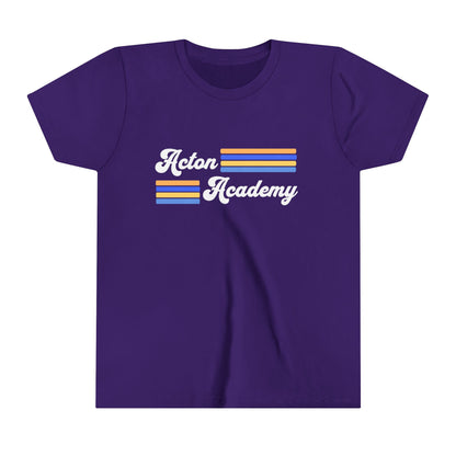 Acton Academy Blue Striped Youth Short Sleeve Tee