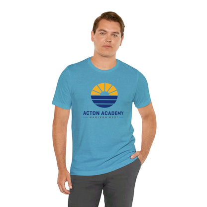 Acton Academy Madison West  blue/yellow Unisex Jersey Short Sleeve Tee