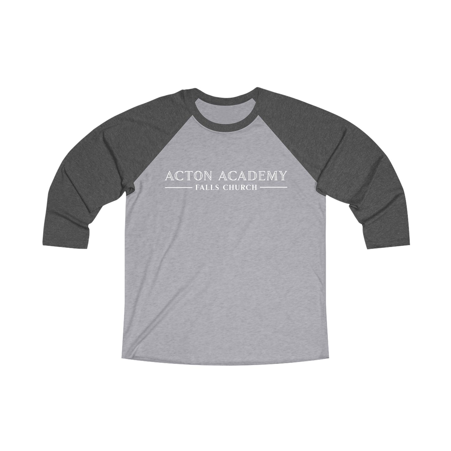 Acton Academy Falls Church White Logo Unisex Tri-Blend 3\4 Raglan Tee