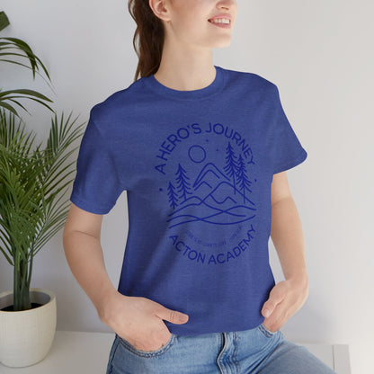 Hero's Journey Line Drawing with Big Sky on back Unisex Jersey Short Sleeve Tee