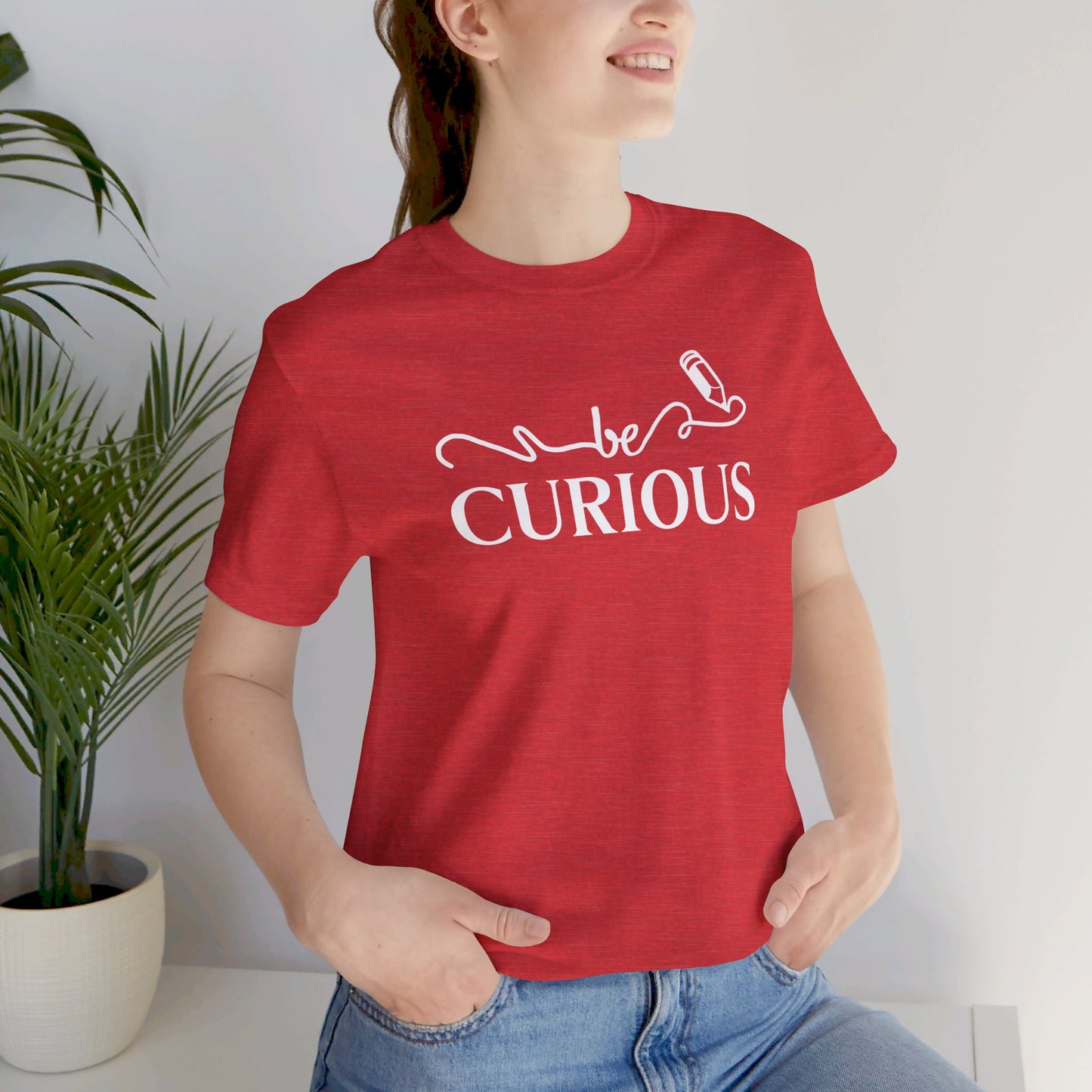 Be Curious with Madison West on back Unisex Jersey Short Sleeve Tee