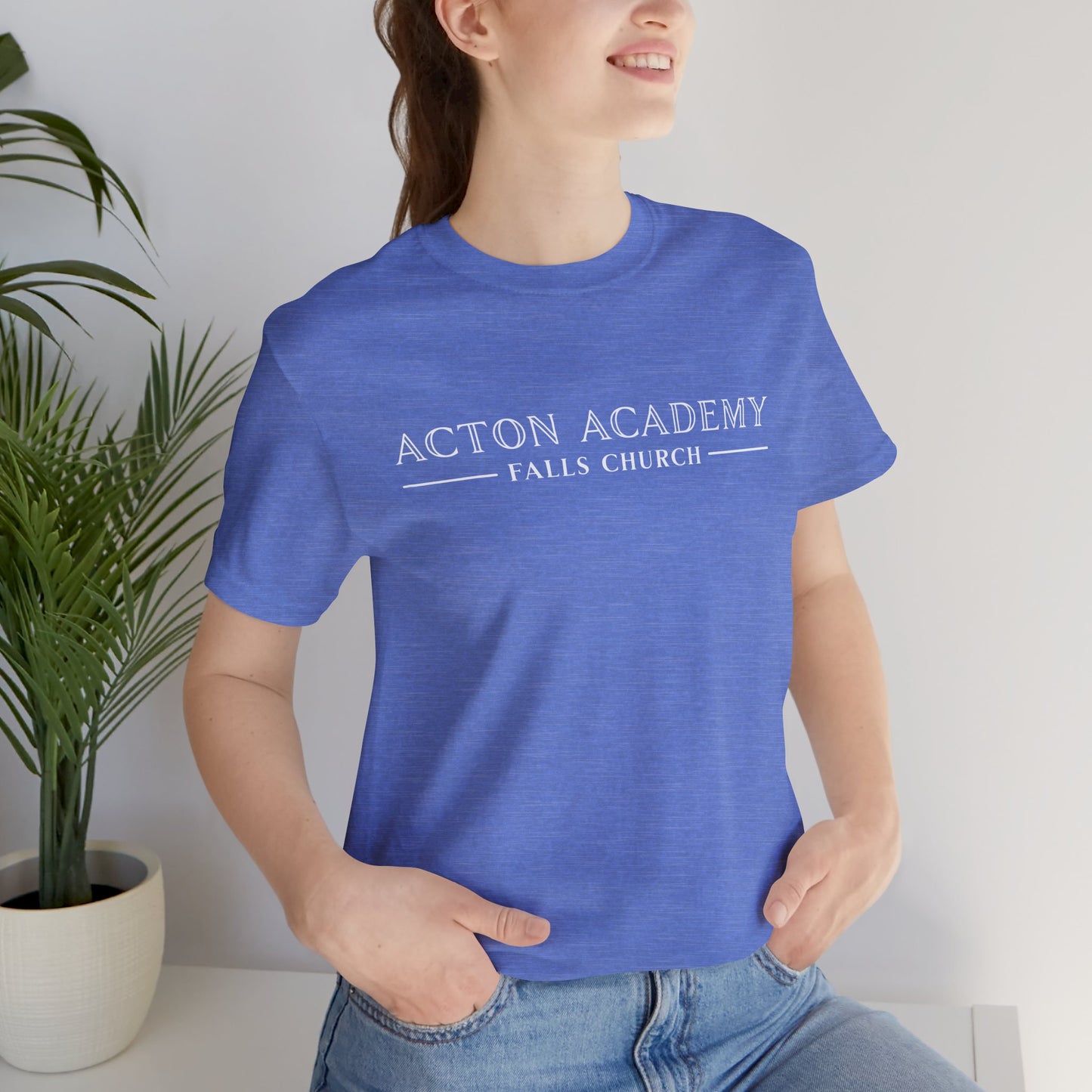 Acton Academy Falls Church White Logo Unisex Short Sleeve Tee