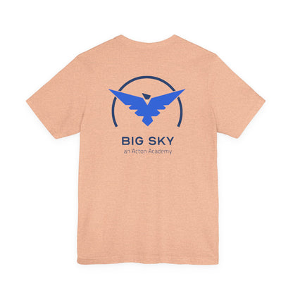 Hero's Journey Line Drawing with Big Sky on back Unisex Jersey Short Sleeve Tee