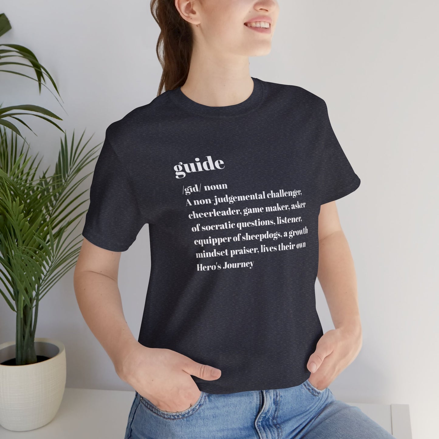 Guide Definition with Falls Church on back White Letters Unisex Jersey Short Sleeve Tee