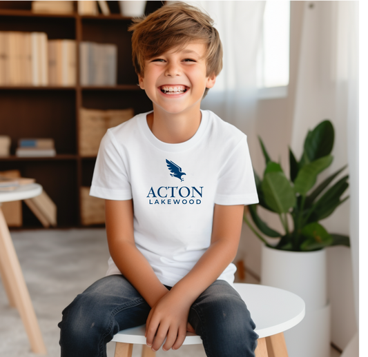 Acton Lakewood with blue logo Youth Short Sleeve Tee